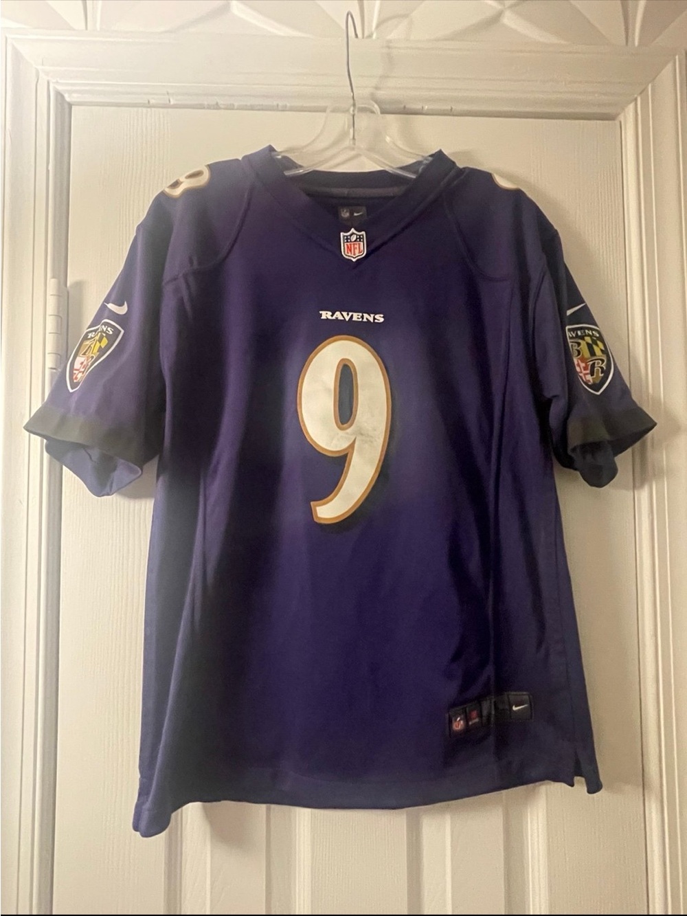 Nike Baltimore Ravens Justin Tucker Jersey Youth Large Purple #9 NFL Football